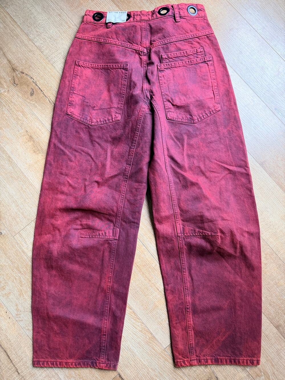We The Free Moxie Flocked Pull-On Barrel Jeans by Free People